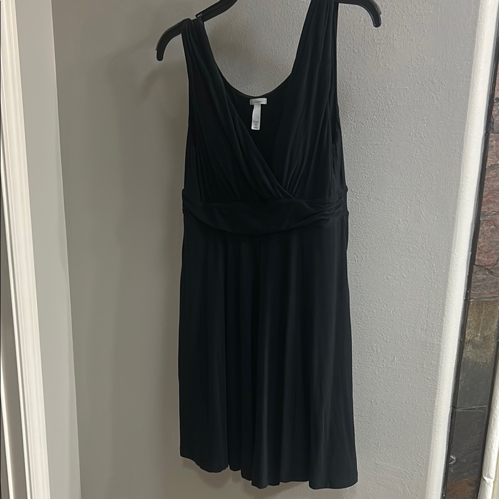 Soma Black Ruched Mini Sundress